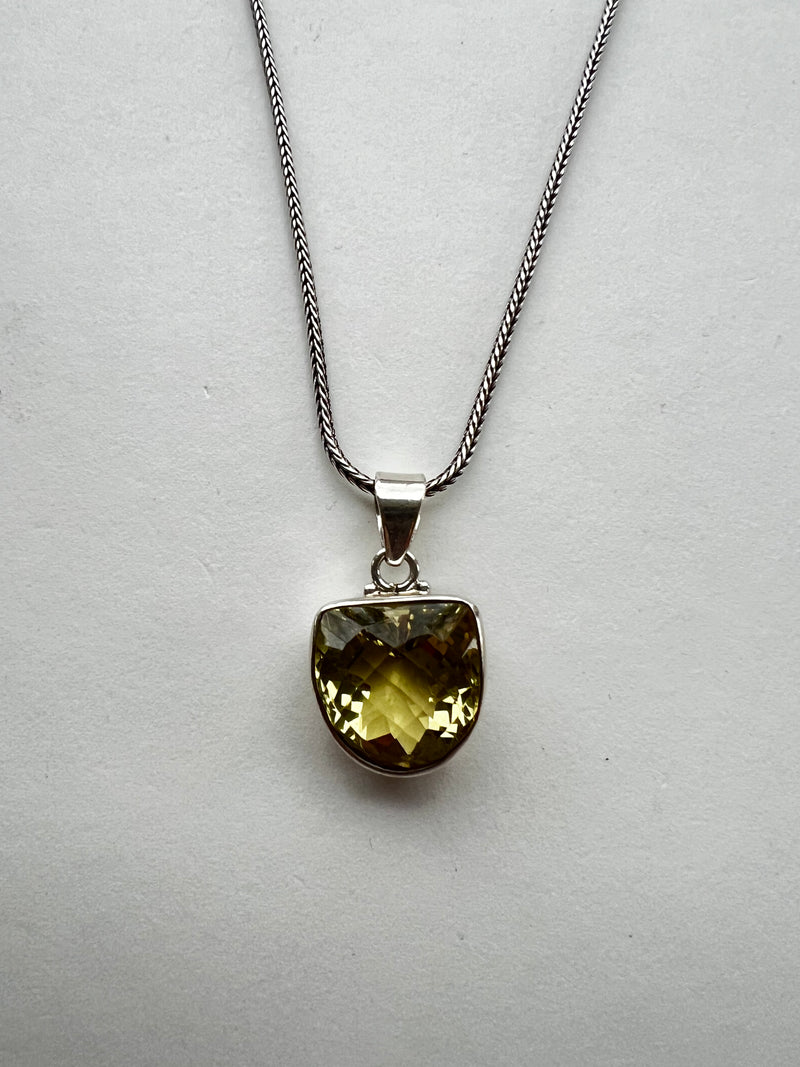 Yellow Topaz Pendant on Silver Chain | Hanna