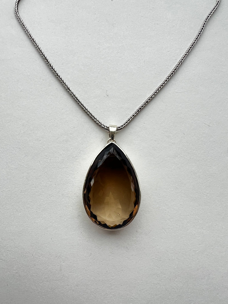 Smoky Topaz Pendant on Silver Chain | Mina