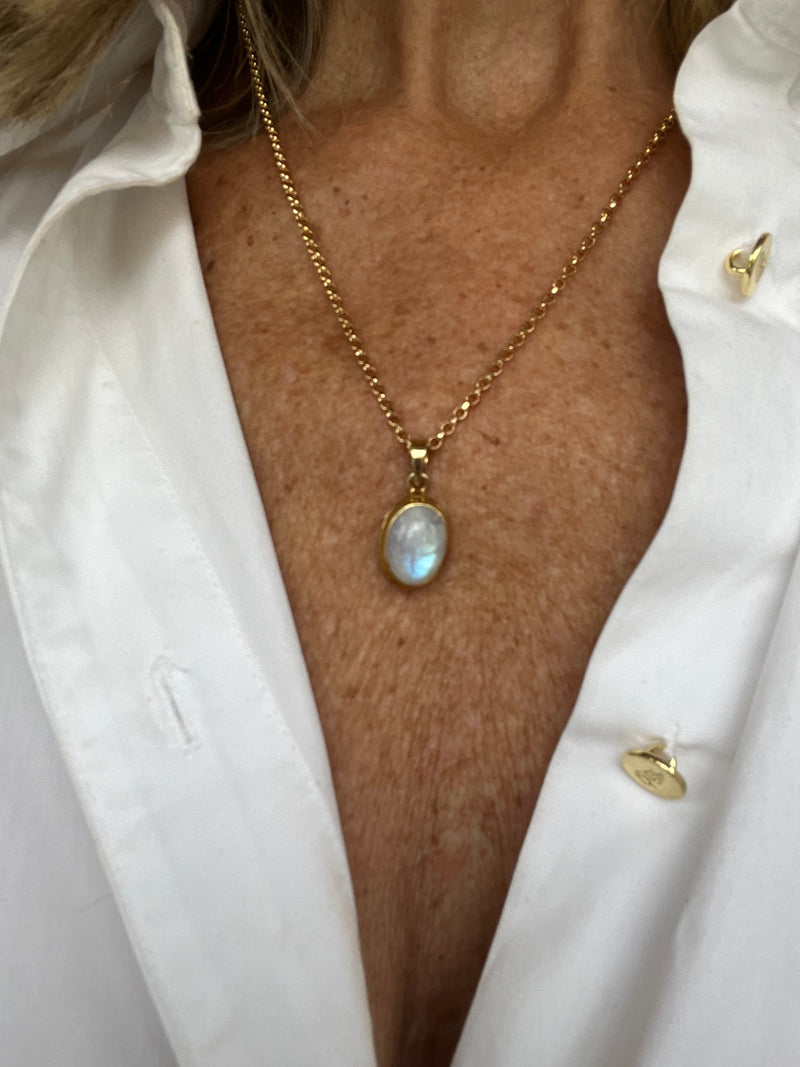 Moonstone Pendant on Gold Chain | Jana