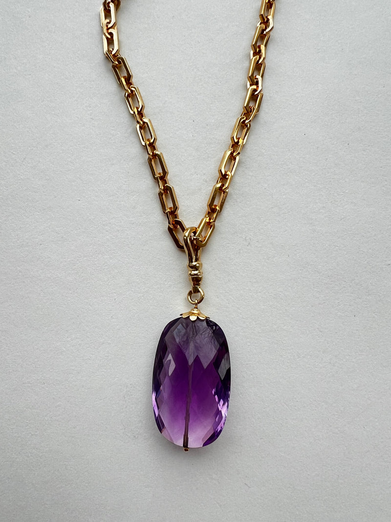 Amethyst Pendant on Gold Chain | Kira