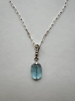 Blue Topaz Gumdrop Pendant + Silver Chain | Cleo