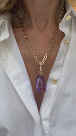 Amethyst Pendant on Gold Chain | Kira