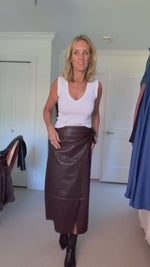 Vegan Leather Wrap Skirt | Suzy Longer