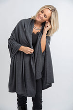 Cashmere Blanket Travel Wrap | Flannel Charcoal