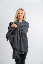 Cashmere Blanket Travel Wrap | Flannel Charcoal