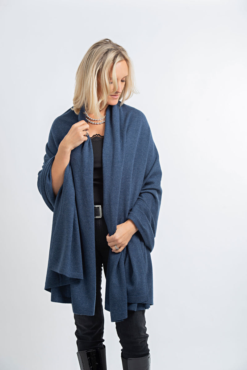 Cashmere Blanket Travel Wrap | Indigo Blue